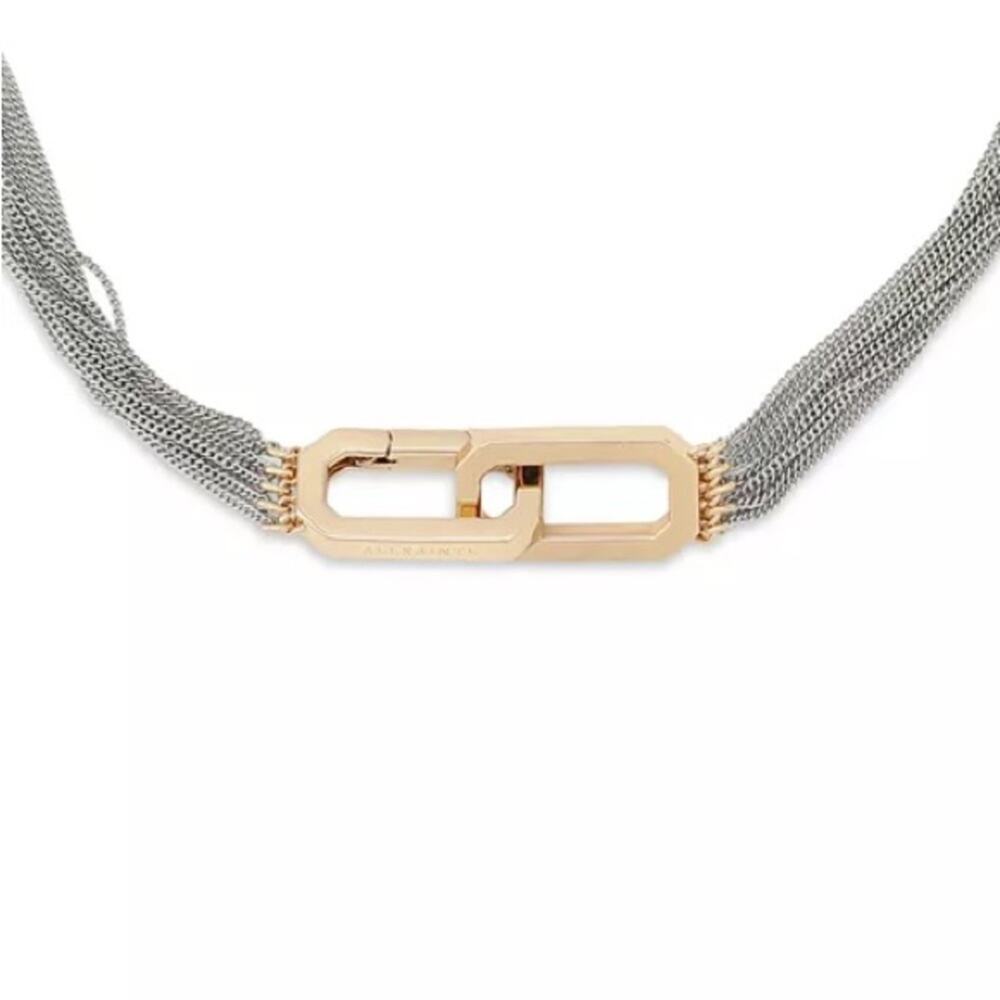 ALLSAINTS Carabiner Multi Chain Collar Necklace, 15" - Picture 2 of 6